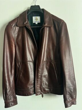 Men's Golden Bear Brown Leather Jacket Size Medium
